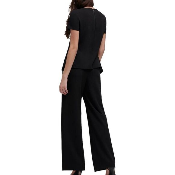 DKNY Black Zipper Trim Asymmetric Blouse Top - Picture 2 of 7